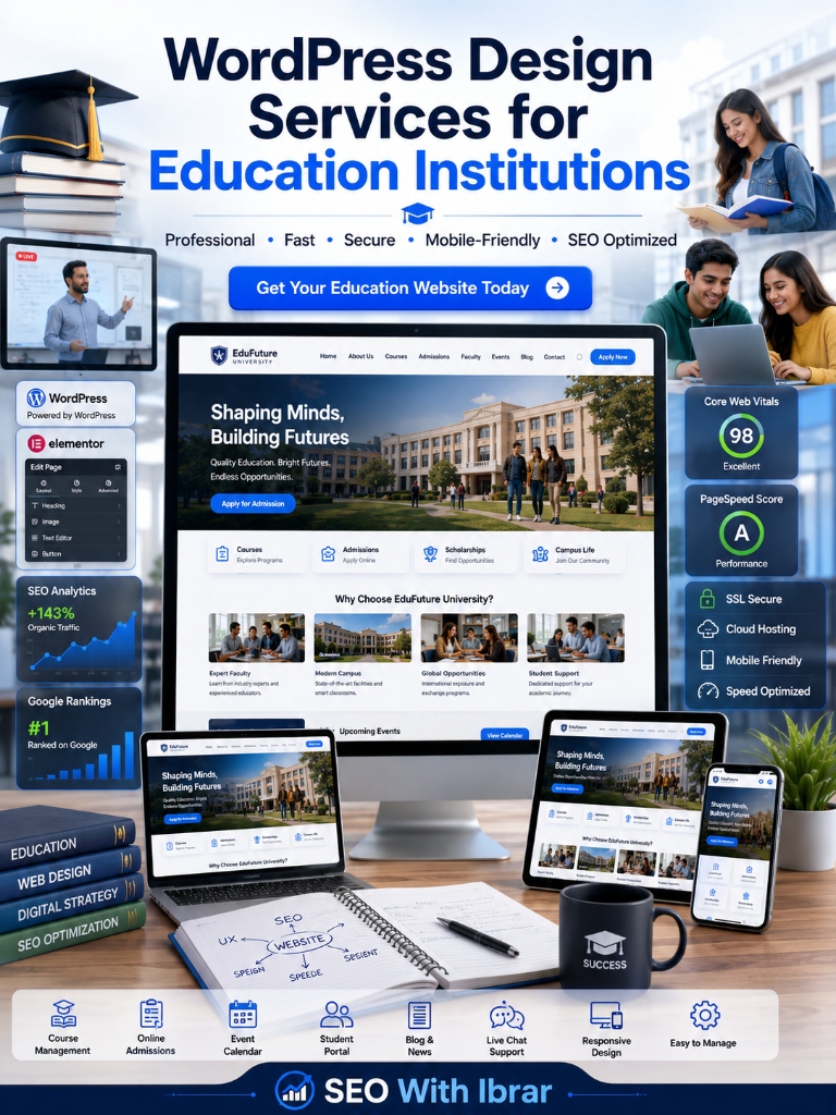 WordPress Design Services for Education Features Mockup