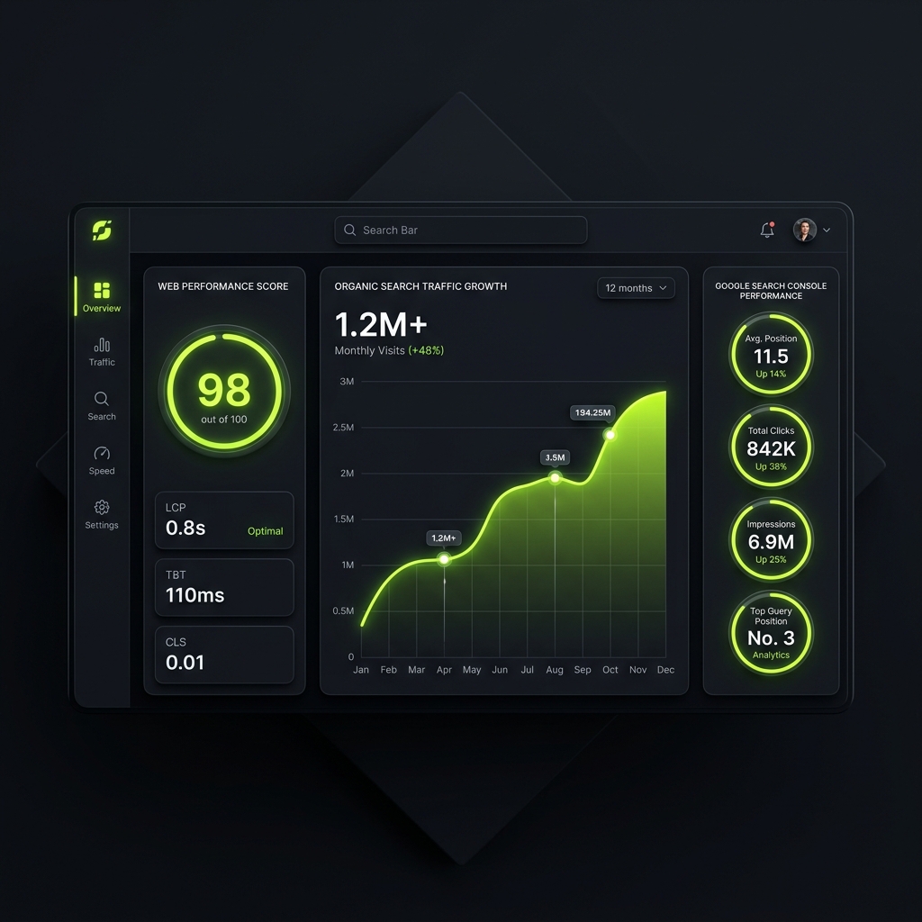 Immigration SEO Strategy and Keyword Traffic Growth Dashboard